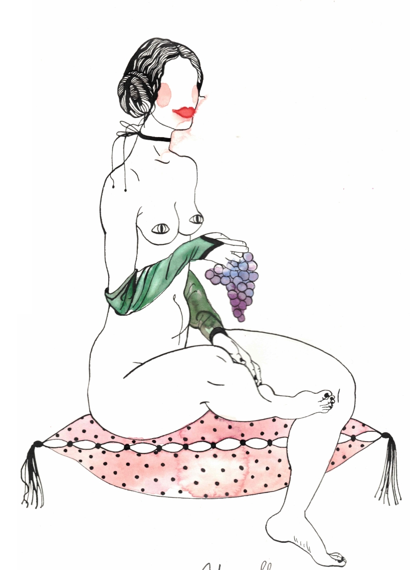 Girl with grapes