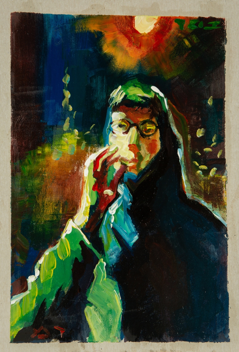 Self-portrait smoking