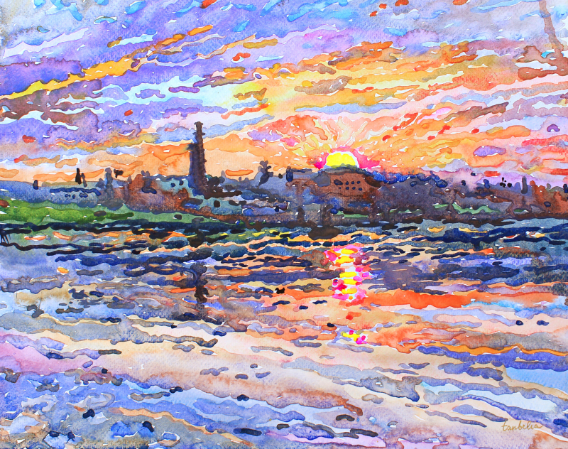 Схід сонця на рибальському озері