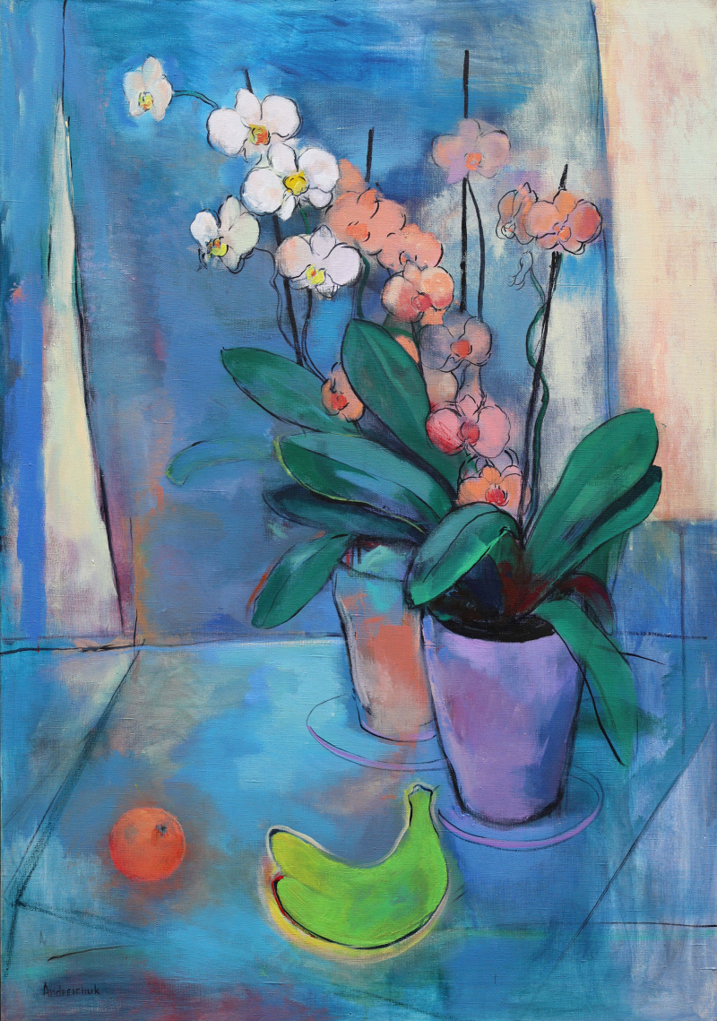 Orchids and green banana