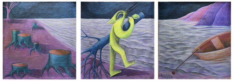 Птахолюд несе своє дерево (триптих)