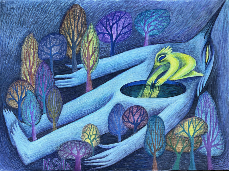 Птахолюд заглядає всередину древнього мертвого себе