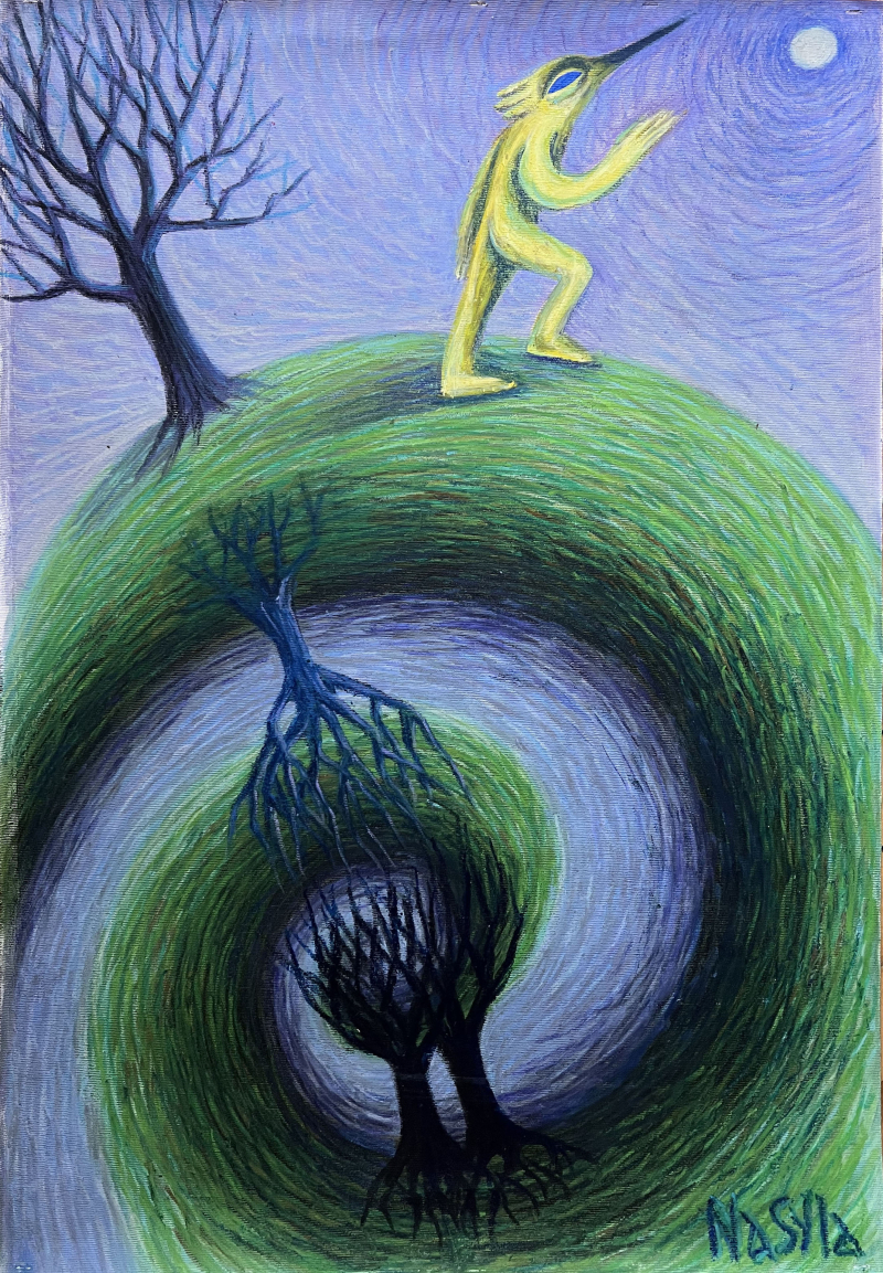 Птахолюд все йшов, позаду лишалося минуле, попереду теперішнє, а під ним потойбічне